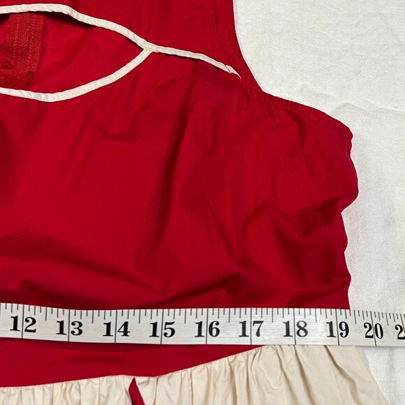 Bea & Dot by ModCloth Red White Fit & Flare Dress 1X Cutout Bodice Retro Line - Picture 7 of 9